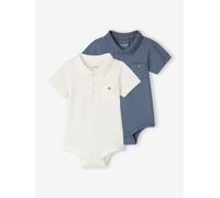 2er-Pack Baby Bodys für Neugeborene, Polokragen wollweiß Gr. 71 von vertbaudet