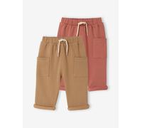 2er-Pack Baby Jogginghosen aus Sweatware, Dehnbund BASIC terrakotta Gr. 80 von Vertbaudet