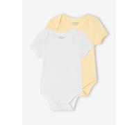 2er-Pack Baby Kurzarm-Bodys aus Jersey Bio-Baumwolle hellgelb Gr. 62 von Vertbaudet