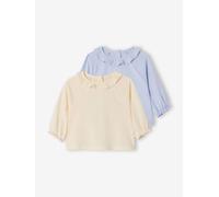2er-Pack Baby Shirts mit Rüschenkragen BASIC wollweiß Gr. 74 von vertbaudet