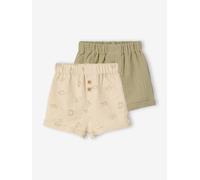 2er-Pack Baby Shorts mit Dschungelmuster khaki Gr. 80 von vertbaudet