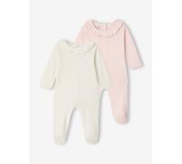 2er-Pack Baby Strampler mit Volantkragen, Bio-Baumwolle rosa Gr. 50 von vertbaudet