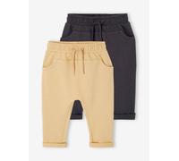 2er-Pack Baby Sweathosen mit Dehnbund BASIC cappuccino Gr. 86 von Vertbaudet