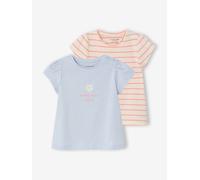 2er-Pack Baby T-Shirts mit Fantasie-Print, Mädchen BASIC helles blau Gr. 71 von Vertbaudet