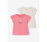 2er-Pack Baby T-Shirts mit Fantasie-Print, Mädchen BASIC rosa Gr. 80 von vertbaudet