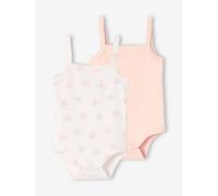 2er-Pack Baby Trägerbodys mit Picotkante Bio-Baumwolle wollweiß Gr. 80 von vertbaudet