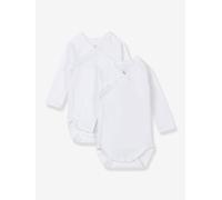 Petit Bateau - Bekleidung Lot de 2 Bodies Croisés Manches Longues Unis - weiß - Größe 3M