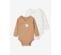 2er-Pack Baby Wickelbodys langarm cappuccino Gr. 71 von Vertbaudet