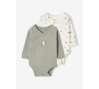 2er-Pack Baby Wickelbodys langarm salbeigrün Gr. 50 von Vertbaudet