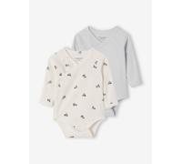 2er-Pack Baby Wickelbodys mit langen Ärmeln, Bio-Baumwolle himmelblau Gr. 74 von vertbaudet