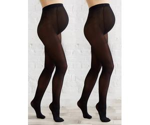 2er-Pack blickdichte Feinstrumpfhosen Schwangerschaft schwarz Gr. 4 von vertbaudet