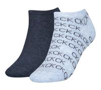 2er Pack Calvin Klein All-Over-Logo Sneakersocken Damen 004 - denim melange