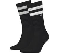 2er Pack Calvin Klein gestreifte und lässige Crew Socken Herren 001 - black 43-46