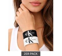 2er Pack Calvin Klein Slap-Armbänder mit "Calvin Klein Jeans"-Logo Arm-Schmuck 20,5 cm KJJLBB850200 Schwarz/Weiß