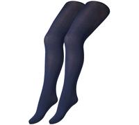 2er Pack camano Baumwolle Fine Strumpfhosen Kinder 0004 - navy 134/146