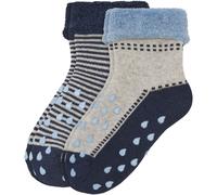 2er Pack camano Bio-Baumwolle Antirutsch Baby-Krabbelsocken 5801 - blue