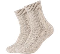 2er Pack camano Cosy Cable Stitch Crew Socken Damen 8201 - nature 35-38