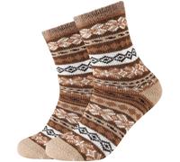 2er Pack camano Cosy Double Layer Winter Crew Socken Damen 1901 - taupe 35-38