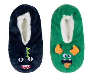 2er Pack camano Cosy Funny Homeslipper Hausschuhe Kinder 7527 - fern green 25-28
