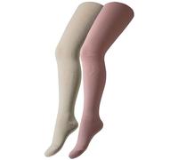 2er Pack camano Soft Originals Bio-Baumwolle Strumpfhosen Kinder 4290 - silver rose +offwhite 134/146