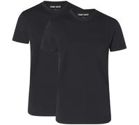CAMP DAVID Herren T-Shirts, 2er Pack - Crew Neck T-Shirt 2P, Logo, Cotton Stretch Schwarz XL
