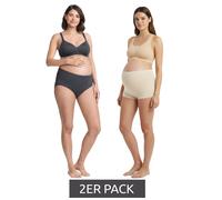 2er Pack Damen Umstands-Slip Unterwäsche aus Bio-Baumwolle Schwangerschafts-Unterhose 966263 Beige/Anthrazit 52/54