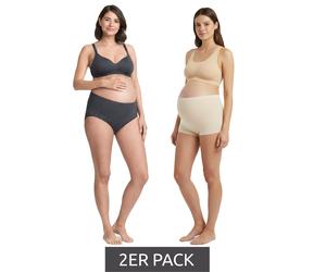 2er Pack Damen Umstands-Slip Unterwäsche aus Bio-Baumwolle Schwangerschafts-Unterhose 966263 Beige/Anthrazit 48/50
