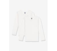 2er-Pack gerippte Kinder Shirts PETIT BATEAU weiß Gr. 146/152