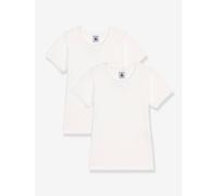 2er-Pack gerippte Kinder T-Shirts PETIT BATEAU weiß Gr. 146/152