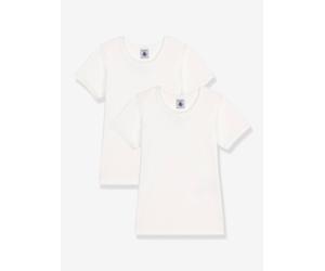 2er-Pack gerippte Kinder T-Shirts PETIT BATEAU weiß Gr. 146/152