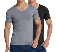 2er Pack Herren Kurzarm Tshirt mit Rundhals Ausschnitt Männer Schwarz Weiß Grau Classic T-Shirts Hemd Herren Atmungsaktiv Shirts Tanktop Set für Freizeit & Sport