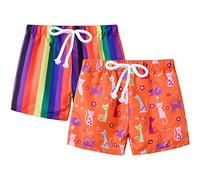 2er Pack Jungen Badehose Cartoon Badeshorts 3D Druck Schnelltrocknend Badehose Kinder Jungen Mädchen Schwimmshorts Sommer Strand Boardshorts mit Verstellbarem Tunnelzug Streifen Katze 110