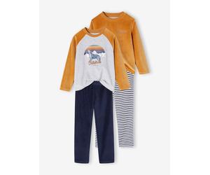 2er-Pack Jungen Samt-Schlafanzüge WOLF karamell Gr. 110 von vertbaudet