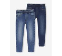 2er-Pack Jungen Slim-Jeans mit verstellbarem Dehnbund BASIC blau Gr. 158/164 von vertbaudet