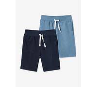 2er-Pack Jungen Sweat-Shorts BASIC, Bundweite verstellbar nachtblau/blau Gr. 116 von vertbaudet
