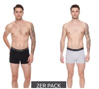 2er Pack Kappa Herren Boxershorts mit Marken Schriftzug und Logo Unterhose 351K1JW A80 Schwarz/Hellgrau L