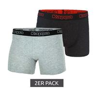 2er Pack Kappa Herren Boxershorts mit Marken Schriftzug und Logo Unterhose 351K1JW ADK Dunkelgrau/Hellgrau/Rot L