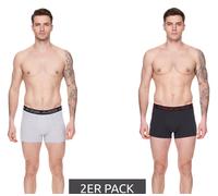 2er Pack Kappa Herren Boxershorts mit Marken Schriftzug und Logo Unterhose 351K1JW ADK Dunkelgrau/Hellgrau/Rot XXL