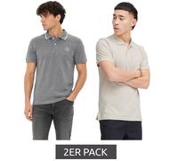 2er Pack klassisches BLEND Herren Poloshirt aus Baumwolle Shirt 20718756-204977 Grau/Beige 3XL
