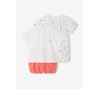 2er-Pack kurze Baby Schlafanzüge aus Musselin neonkoralle Gr. 68 von vertbaudet