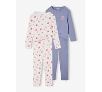 2er-Pack Mädchen Schlafanzüge, Ripp mit Herzen blau Gr. 98/104 von vertbaudet