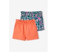 2er-Pack Mädchen Shorts mandarine Gr. 140 von vertbaudet