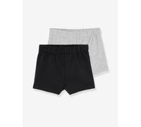 2er-Pack Mädchen Shortys grau/schwarz Gr. 92/98 von vertbaudet