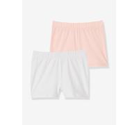 2er-Pack Mädchen Shortys weiß/rosa Gr. 110 von vertbaudet