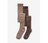 2er-Pack Mädchen Strumpfhosen, Rippenstrick braun Gr. 27/30 von Vertbaudet
