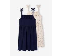 2er-Pack Mädchen Trägerkleider BASIC blau Gr. 86 von vertbaudet