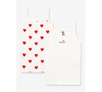 2er-Pack Mädchen Trägertops aus Bio-Baumwolle PETIT BATEAU weiß herzen Gr. 86