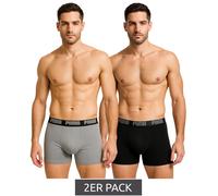 2er Pack PUMA Everyday Basic Boxer Herren Boxer-Shorts Baumwoll-Unterhose 521015001 691 Schwarz/Grau-meliert XL