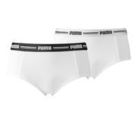PUMA Damen Mini Shorts - Iconic, Soft Cotton Modal Stretch, 2er Pack Weiß L