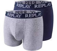 2er Pack REPLAY Basic Boxershorts Herren grey melange/indigo S